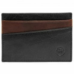 Lucleon Mini porte-cartes Montreal en cuir noir et marron RFID