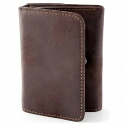 Collin Rowe Portefeuille en cuir RFID trois volets moka