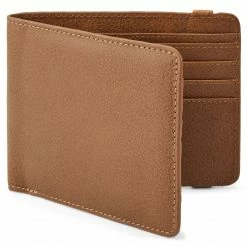 Lucleon Portefeuille en cuir brun tan anti-RFID Luca