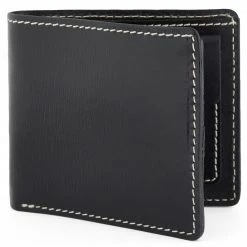 Salt & Hide Portefeuille en cuir noir deux volets Dermot