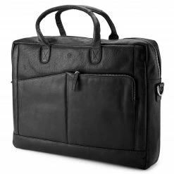 Lucleon Sac d'ordinateur portable en cuir noir classique Montréal