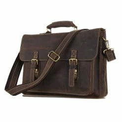 Delton Bags Sac en cuir marron foncé Marlano