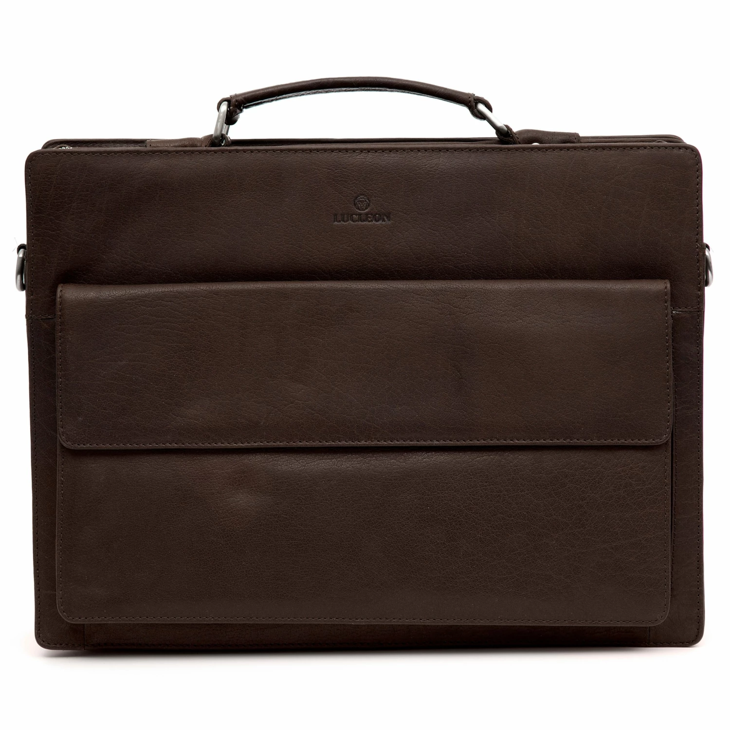 Lucleon Porte-documents compact Montréal en cuir marron foncé 2 Lucleon Porte-documents compact Montréal en cuir marron foncé – Image 2