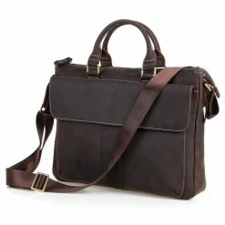 Delton Bags Sac classique en cuir marron foncé vintage