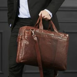Lucleon Sac pour ordinateur portable Montréal XL en cuir brun -Portefeuilles Soldes 29.05.20 rst megashoot bags 14148 2 scaled