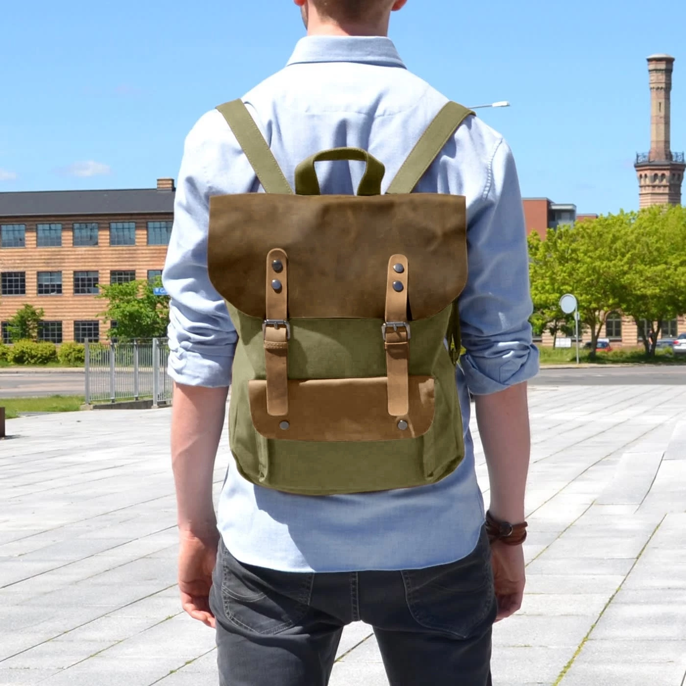 Delton Bags Sac à dos à rabaten toile vert 5 Delton Bags Sac à dos à rabaten toile vert – Image 5