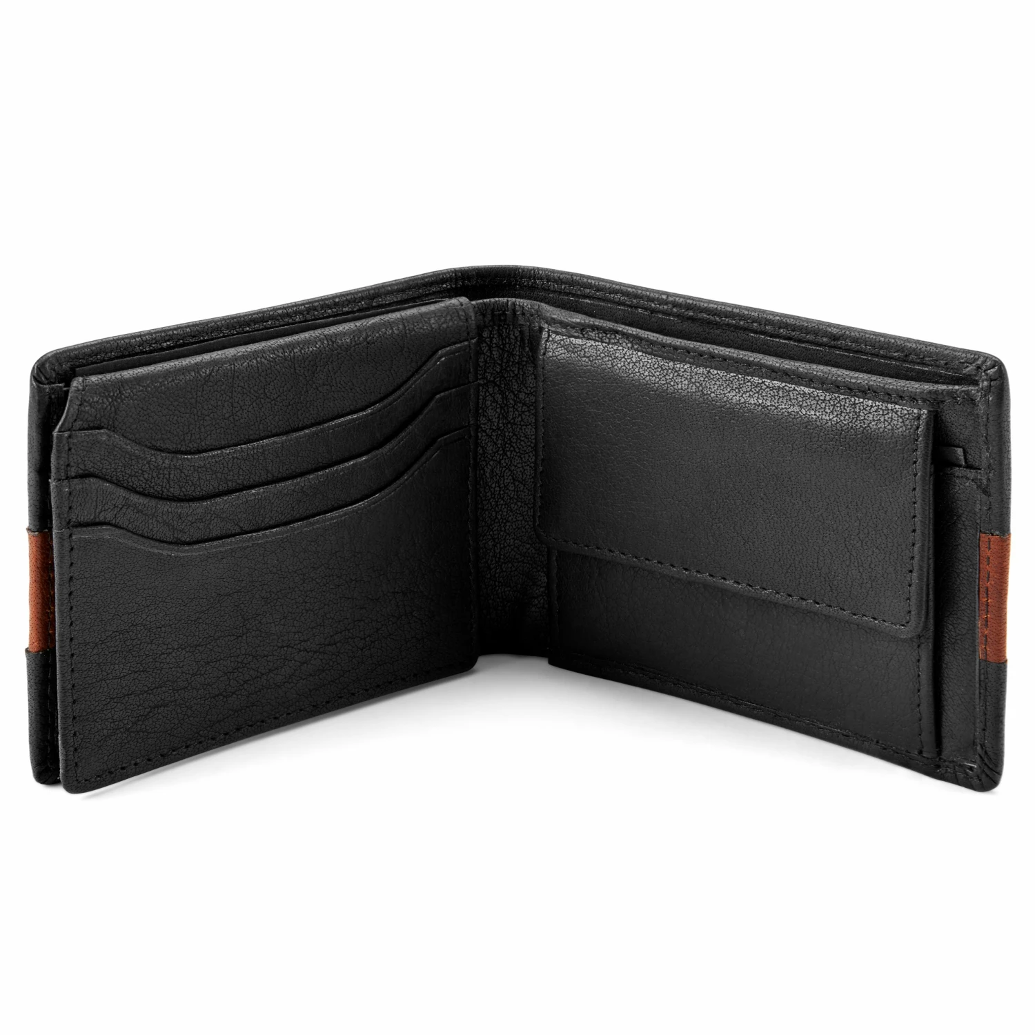 Lucleon Portefeuille en cuir à plis noir et brun Montréal 2 Lucleon Portefeuille en cuir à plis noir et brun Montréal – Image 2