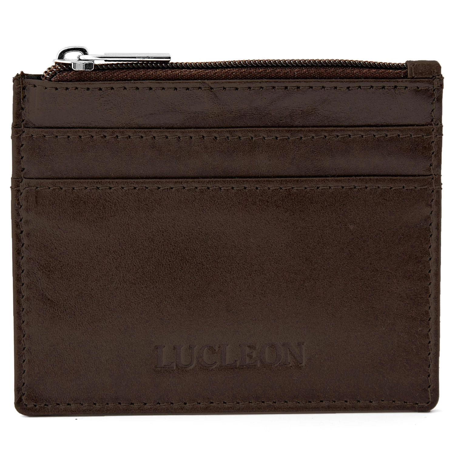 Lucleon Porte-cartes Multi Zip marron avec protection RFID 1 Lucleon Porte-cartes Multi Zip marron avec protection RFID