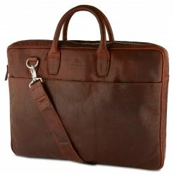 Lucleon Montreal - Sac pro en cuir marron à double fermeture