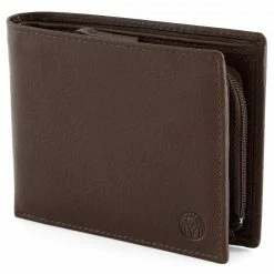 Lucleon Portefeuille en cuir marron zip intérieur California