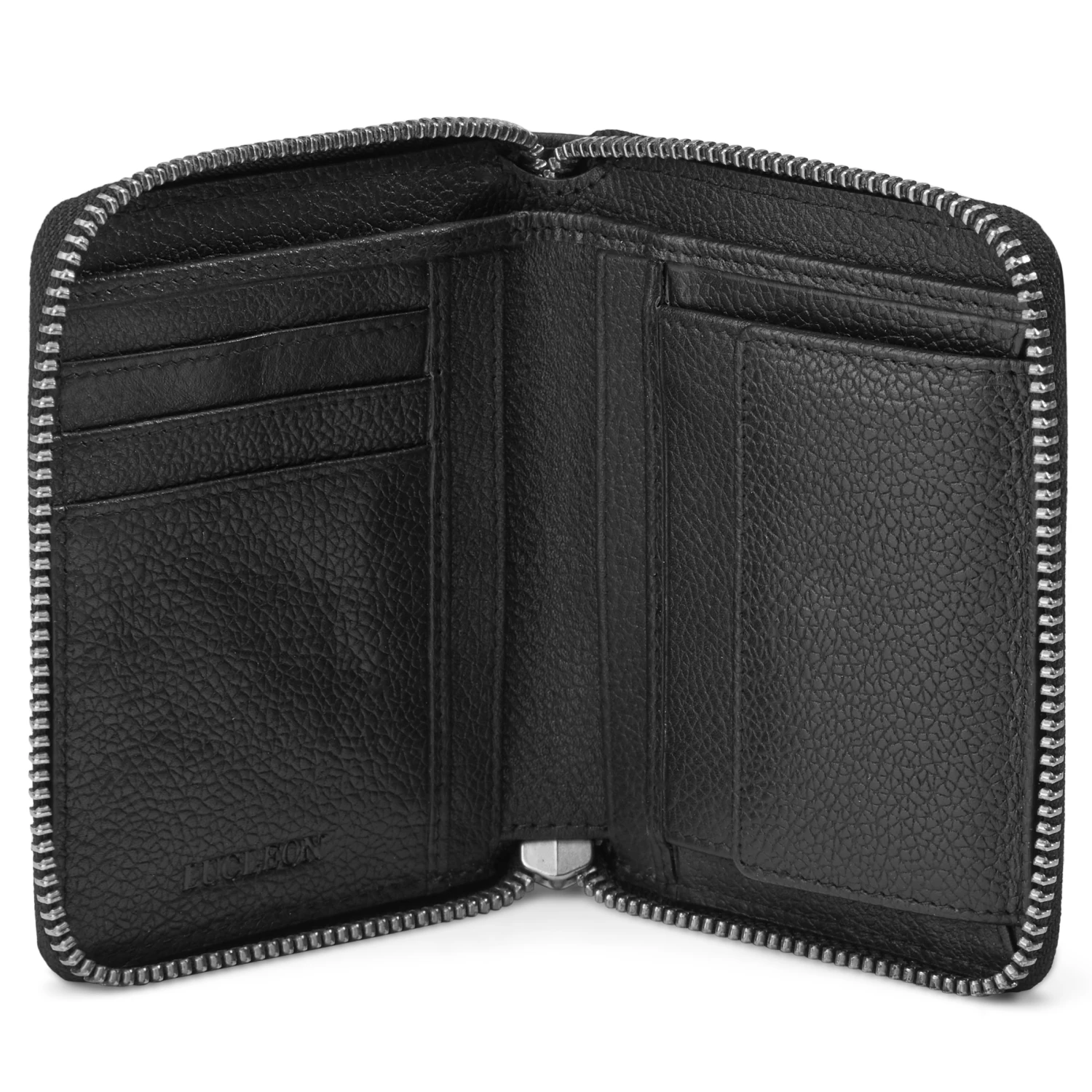 Lucleon Mini portefeuille en cuir noir anti-RFID Sky 4 Lucleon Mini portefeuille en cuir noir anti-RFID Sky – Image 4