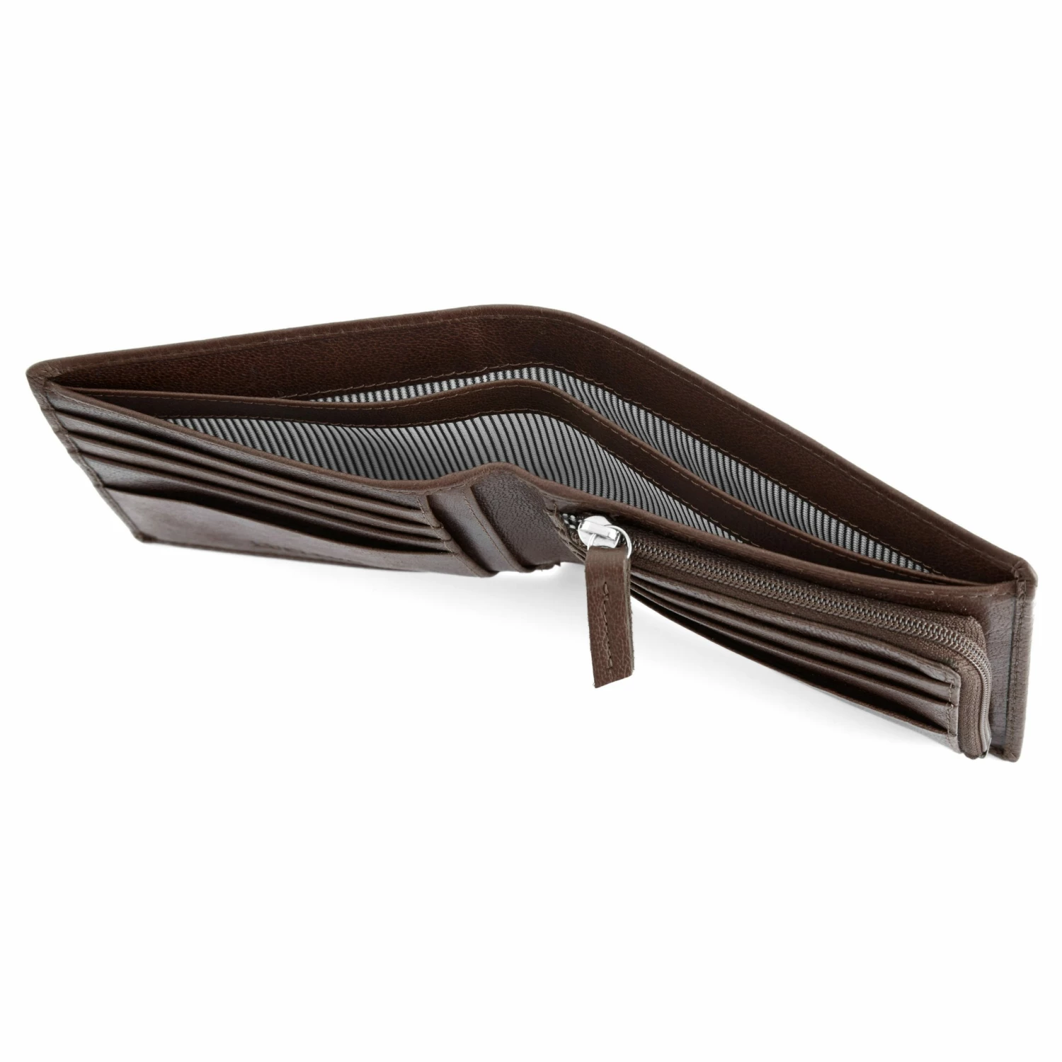 Lucleon Portefeuille en cuir marron zip intérieur California 3 Lucleon Portefeuille en cuir marron zip intérieur California – Image 3