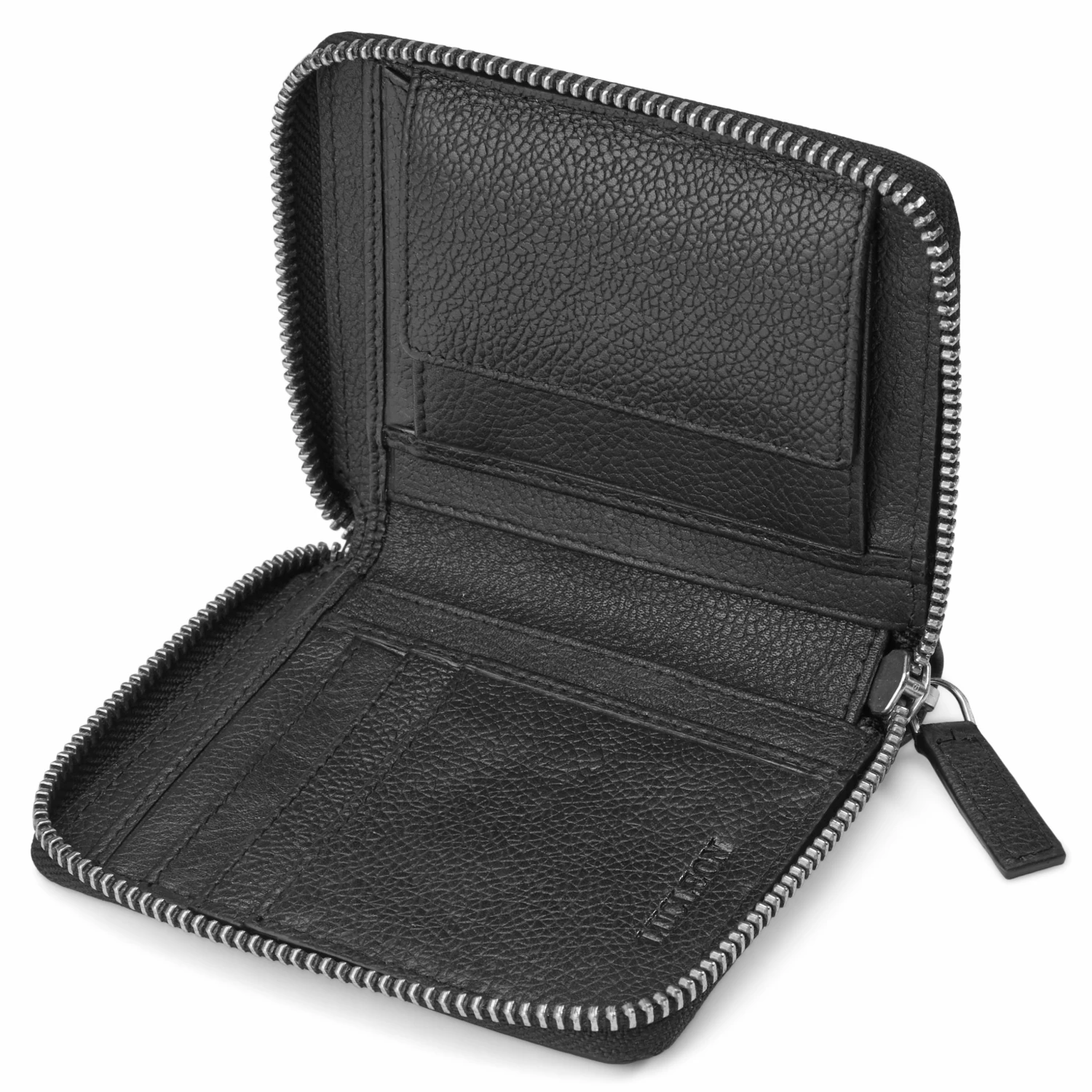 Lucleon Mini portefeuille en cuir noir anti-RFID Sky 6 Lucleon Mini portefeuille en cuir noir anti-RFID Sky – Image 6