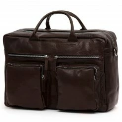 Lucleon Sac de voyage Montréal combi en cuir marron foncé