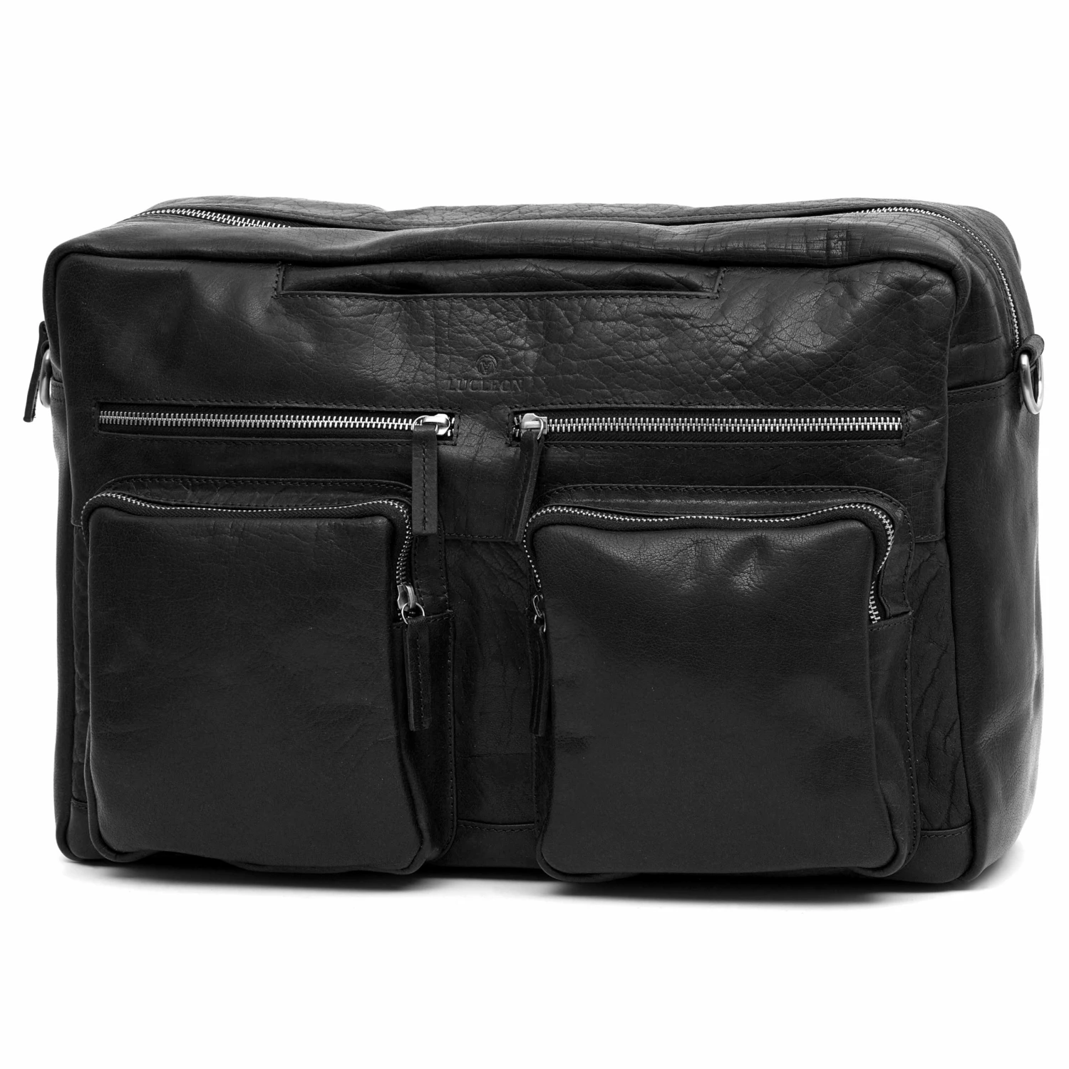 Lucleon Sac de voyage Montréal Combi en cuir noir 2 Lucleon Sac de voyage Montréal Combi en cuir noir – Image 2