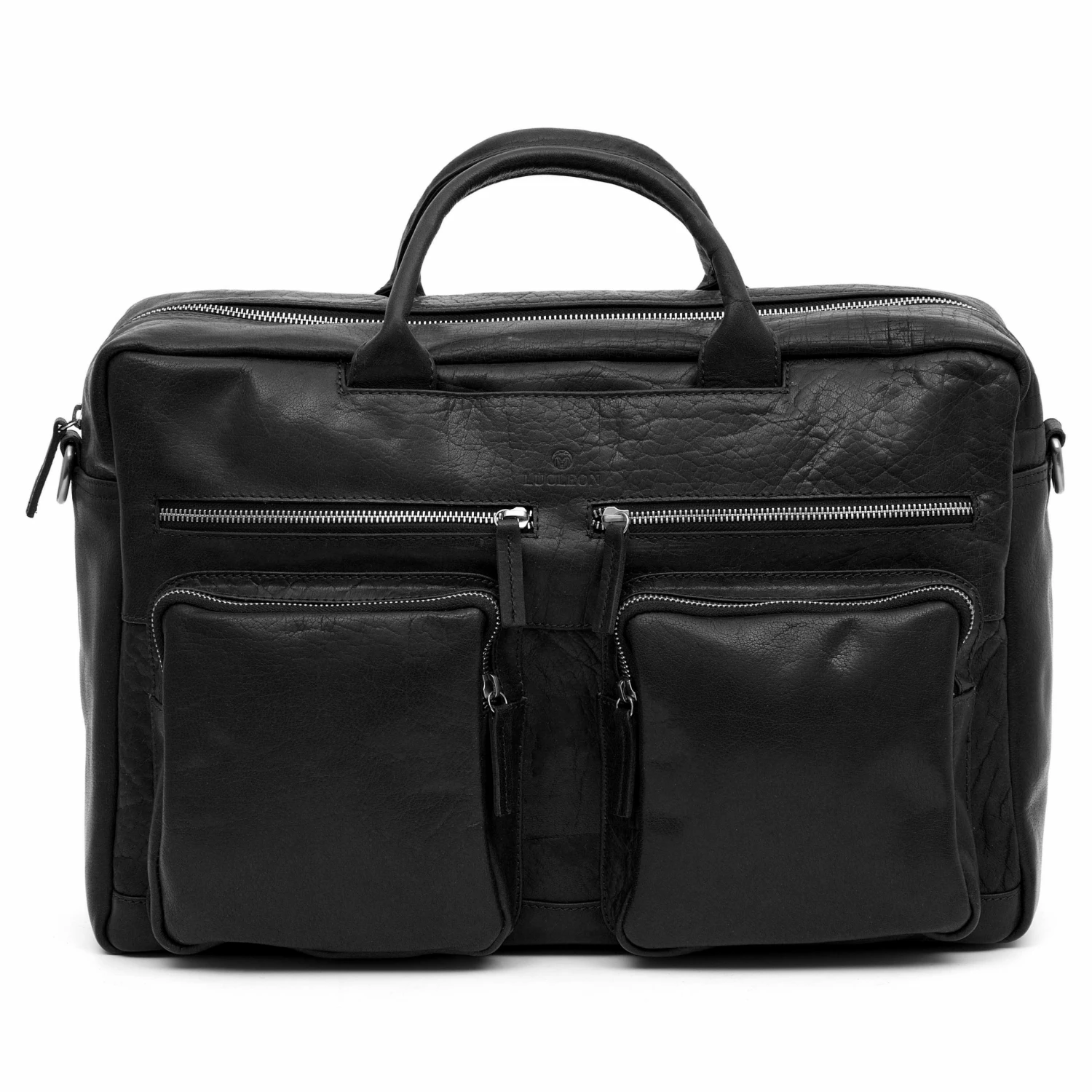 Lucleon Sac de voyage Montréal Combi en cuir noir 6 Lucleon Sac de voyage Montréal Combi en cuir noir – Image 6