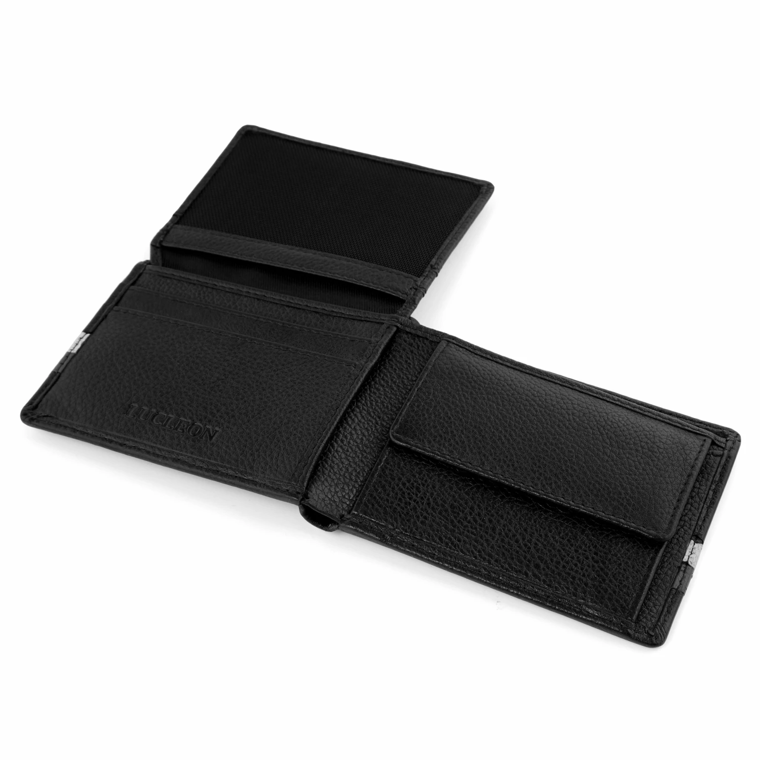 Lucleon Portefeuille Larry en cuir noir anti-RFID 2 Lucleon Portefeuille Larry en cuir noir anti-RFID – Image 2