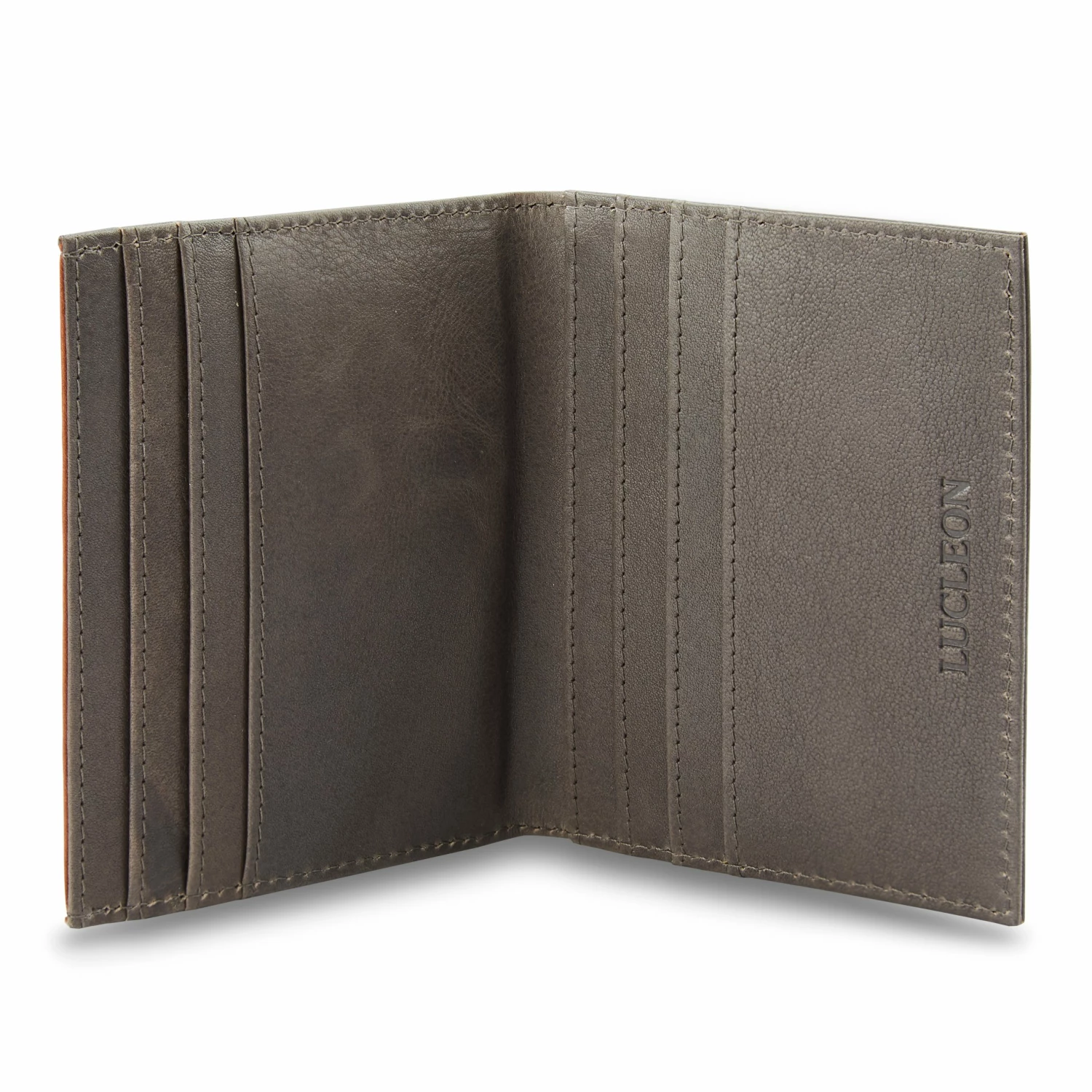 Lucleon Porte-cartes en cuir gris et brun havane anti-RFID Loren 3 Lucleon Porte-cartes en cuir gris et brun havane anti-RFID Loren – Image 3