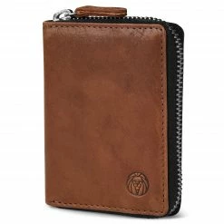 Lucleon Porte-cartes en cuir brun havane anti-RFID Cambodia