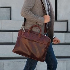Lucleon Sac Montreal Executive Slim 15 pouces en cuir marron -Portefeuilles Soldes bag 2511 scaled