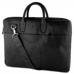 Lucleon Montreal - Sac pro en cuir noir à double fermeture