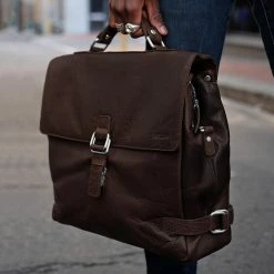 Lucleon Montreal Sacoche luxe en cuir marron foncé -Portefeuilles Soldes brown bag 2