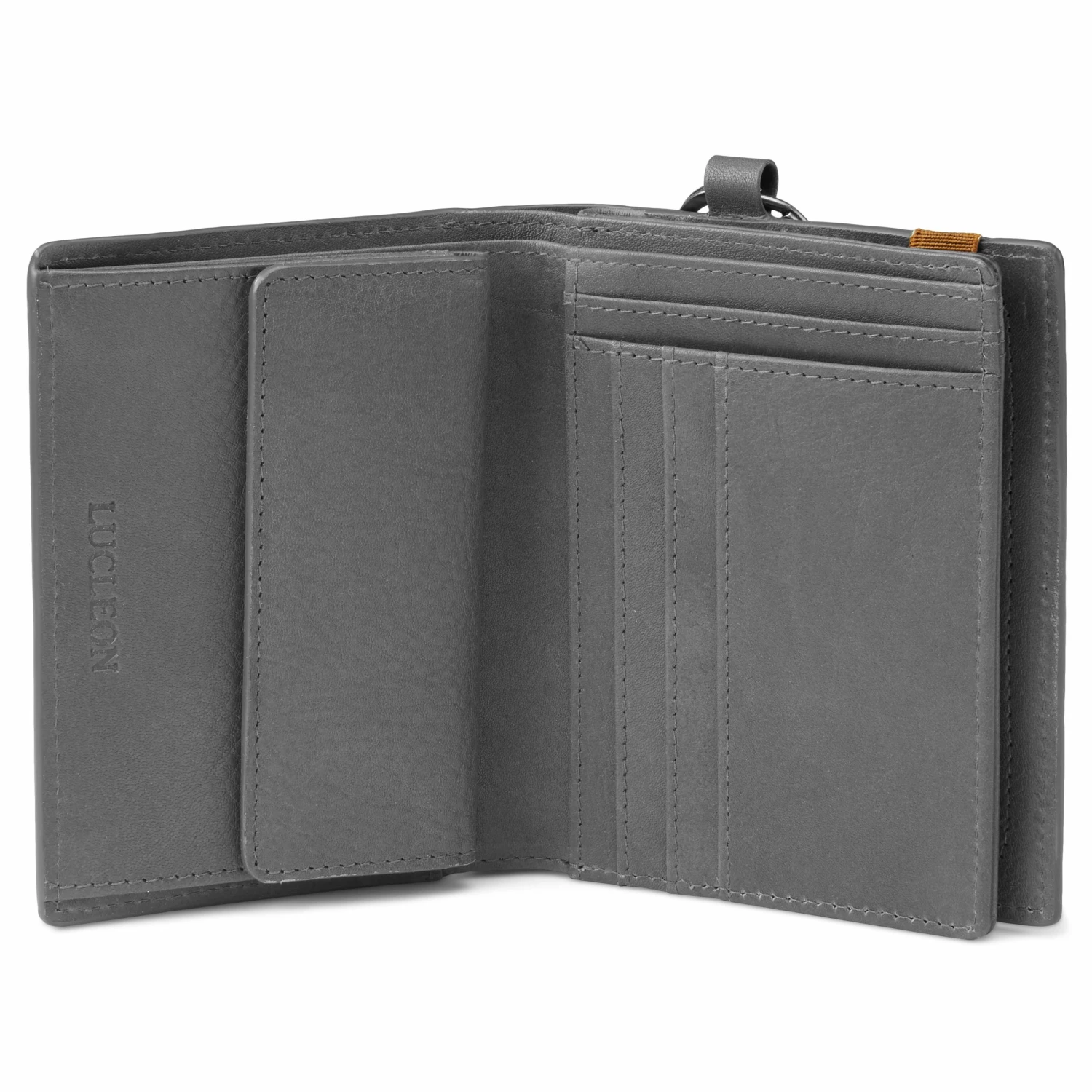 Lucleon Portefeuille en cuir gris anti-RFID avec porte-clés Lonnie 4 Lucleon Portefeuille en cuir gris anti-RFID avec porte-clés Lonnie – Image 4