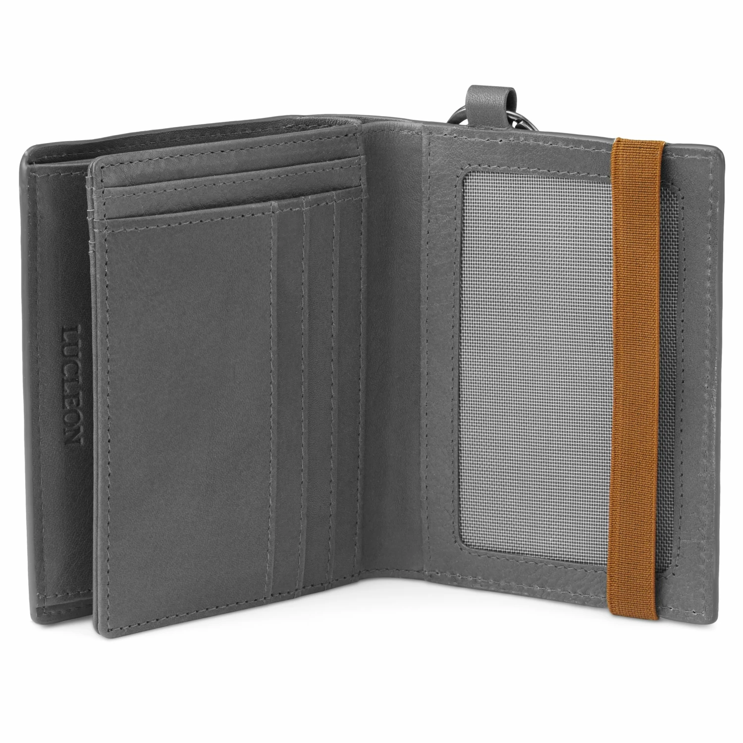 Lucleon Portefeuille en cuir gris anti-RFID avec porte-clés Lonnie 5 Lucleon Portefeuille en cuir gris anti-RFID avec porte-clés Lonnie – Image 5