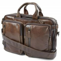 Delton Bags Sac en cuir marron foncé multifonction Aztec