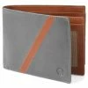 Lucleon Portefeuille en cuir gris et brun tan anti-RFID Lind