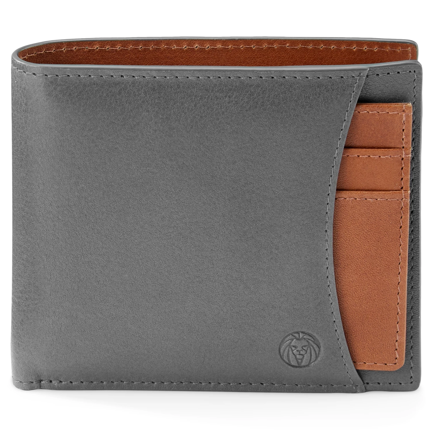 Lucleon Portefeuille avec porte-cartes en cuir gris et brun anti-RFID Lincoln 2 Lucleon Portefeuille avec porte-cartes en cuir gris et brun anti-RFID Lincoln – Image 2