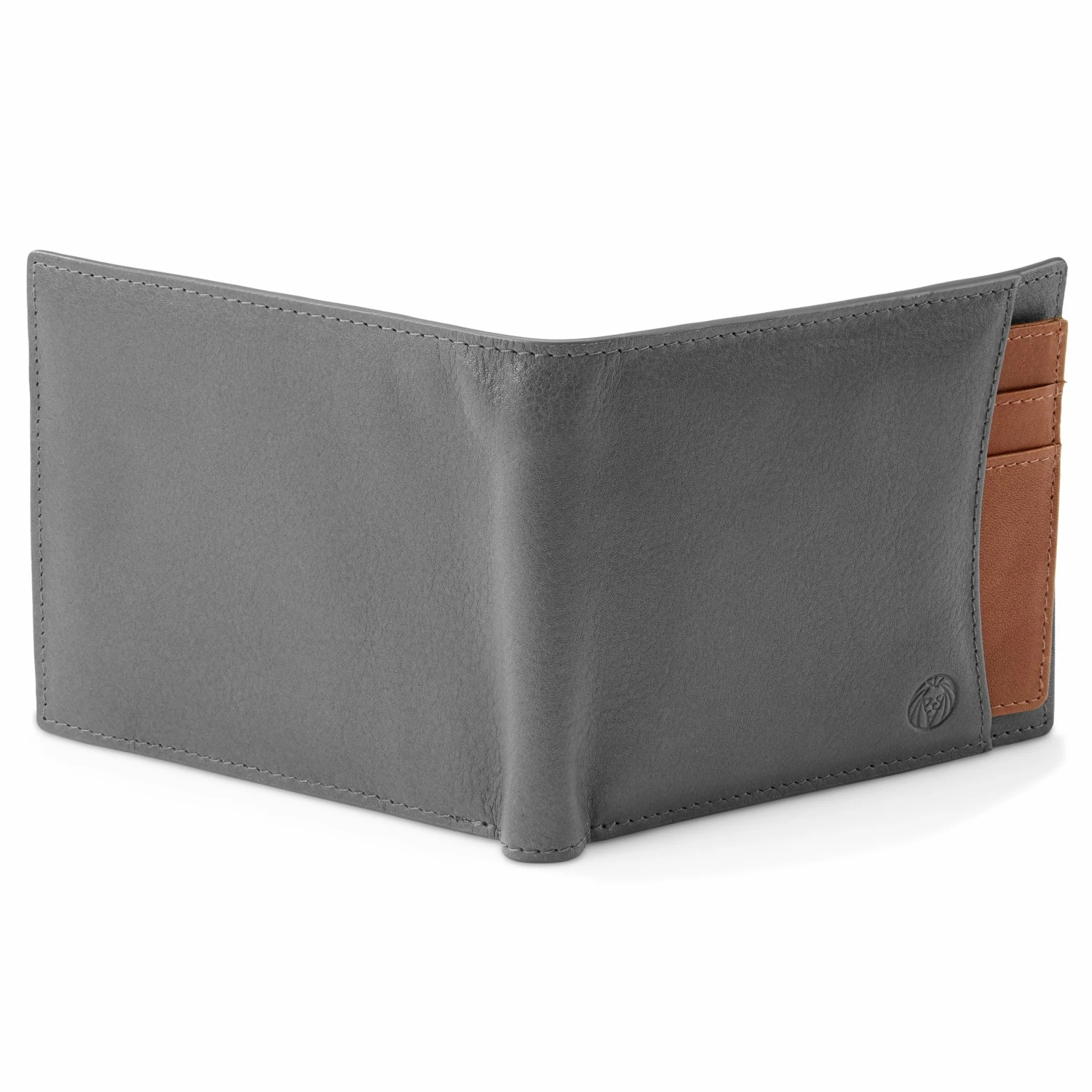 Lucleon Portefeuille avec porte-cartes en cuir gris et brun anti-RFID Lincoln 6 Lucleon Portefeuille avec porte-cartes en cuir gris et brun anti-RFID Lincoln – Image 6