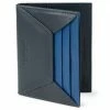 Lucleon Porte-cartes en cuir noir et bleu anti-RFID Loren