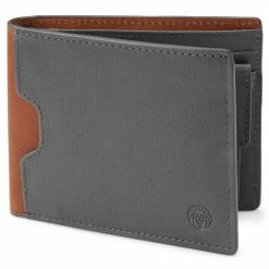 Lucleon Portefeuille en cuir gris anti-RFID Lukas